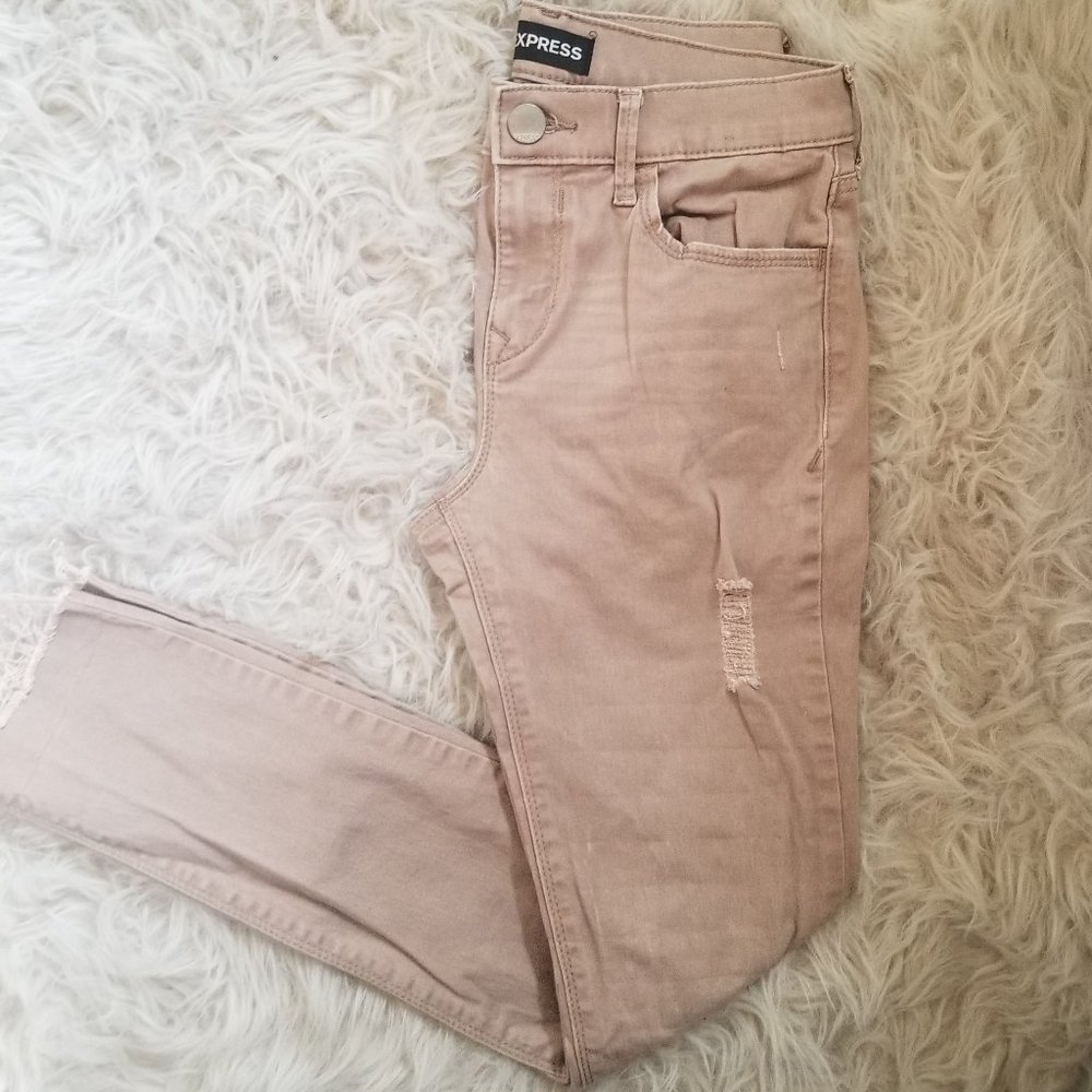 Express Tan Ankle Legging Mid Rise Jeans